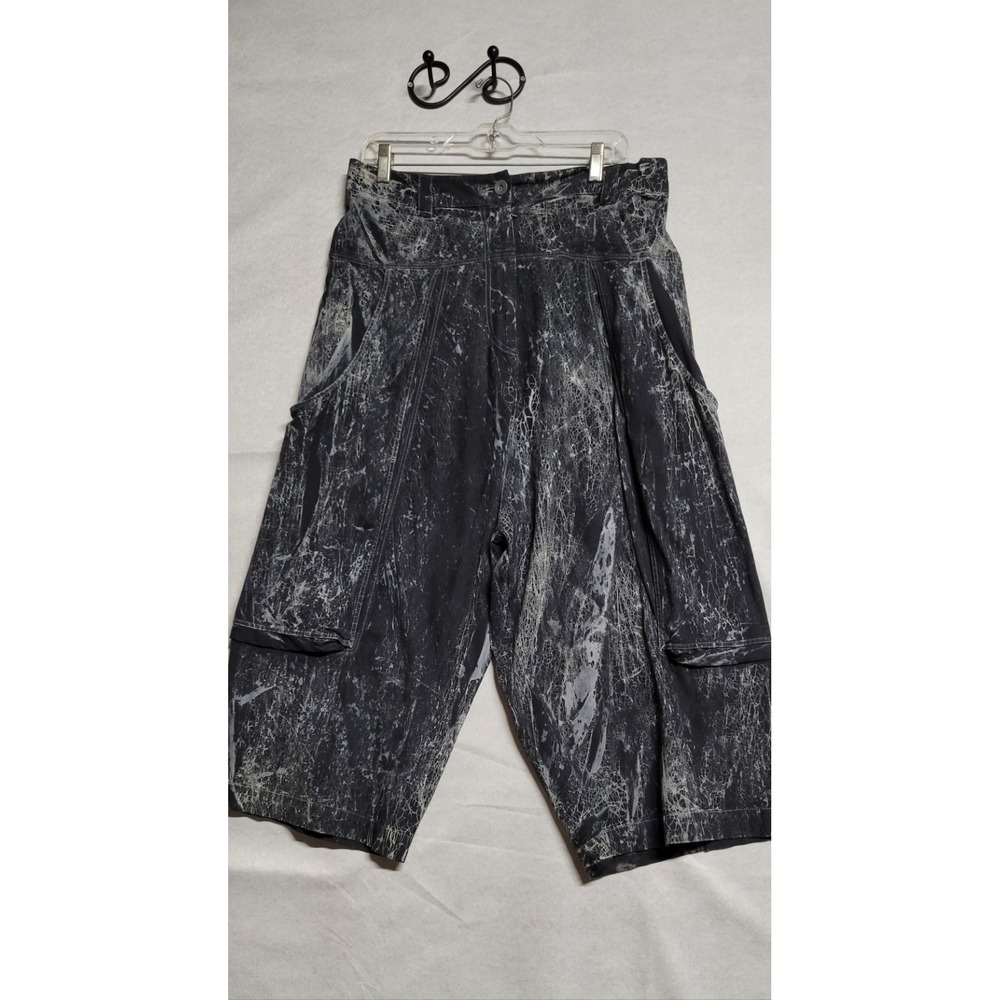 Black/Gray Marble Print Barrel Leg 2 Pocket Nook Pants With Belt Loops Size L